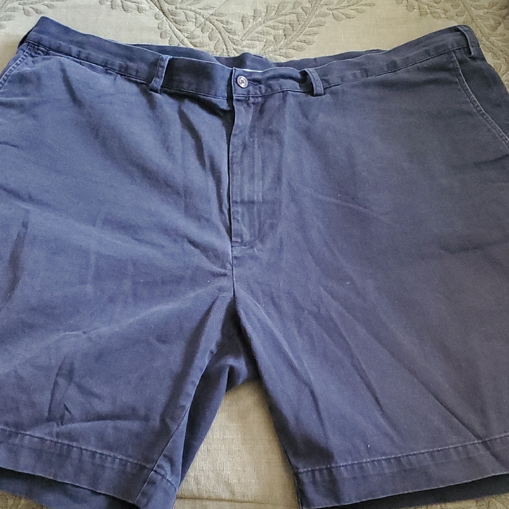 Casual Blue Flat Front Shorts with Relaxed Fit